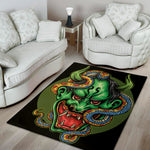 Japanese Oni Demon With Snake Print Area Rug