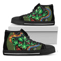 Japanese Oni Demon With Snake Print Black High Top Sneakers