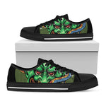 Japanese Oni Demon With Snake Print Black Low Top Shoes 