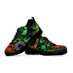 Japanese Oni Demon With Snake Print Black Sneakers