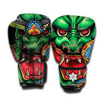 Japanese Oni Demon With Snake Print Boxing Gloves