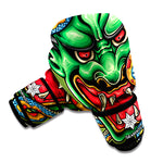 Japanese Oni Demon With Snake Print Boxing Gloves
