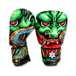 Japanese Oni Demon With Snake Print Boxing Gloves