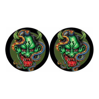 Japanese Oni Demon With Snake Print Car Coasters