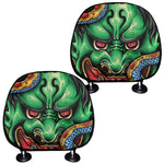 Japanese Oni Demon With Snake Print Car Headrest Covers
