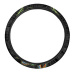 Japanese Oni Demon With Snake Print Car Steering Wheel Cover