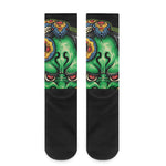 Japanese Oni Demon With Snake Print Crew Socks
