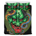 Japanese Oni Demon With Snake Print Duvet Cover Bedding Set