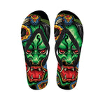 Japanese Oni Demon With Snake Print Flip Flops
