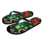 Japanese Oni Demon With Snake Print Flip Flops