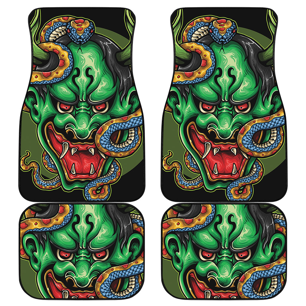 Japanese Oni Demon With Snake Print Front and Back Car Floor Mats