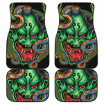 Japanese Oni Demon With Snake Print Front and Back Car Floor Mats