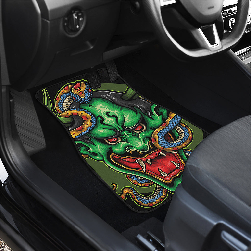 Japanese Oni Demon With Snake Print Front and Back Car Floor Mats