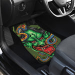 Japanese Oni Demon With Snake Print Front and Back Car Floor Mats