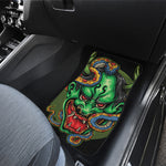 Japanese Oni Demon With Snake Print Front and Back Car Floor Mats