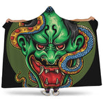 Japanese Oni Demon With Snake Print Hooded Blanket