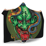 Japanese Oni Demon With Snake Print Hooded Blanket