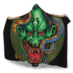 Japanese Oni Demon With Snake Print Hooded Blanket