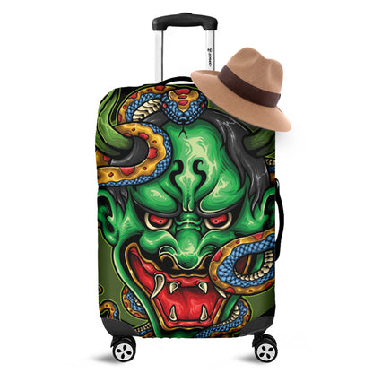 Japanese Oni Demon With Snake Print Luggage Cover