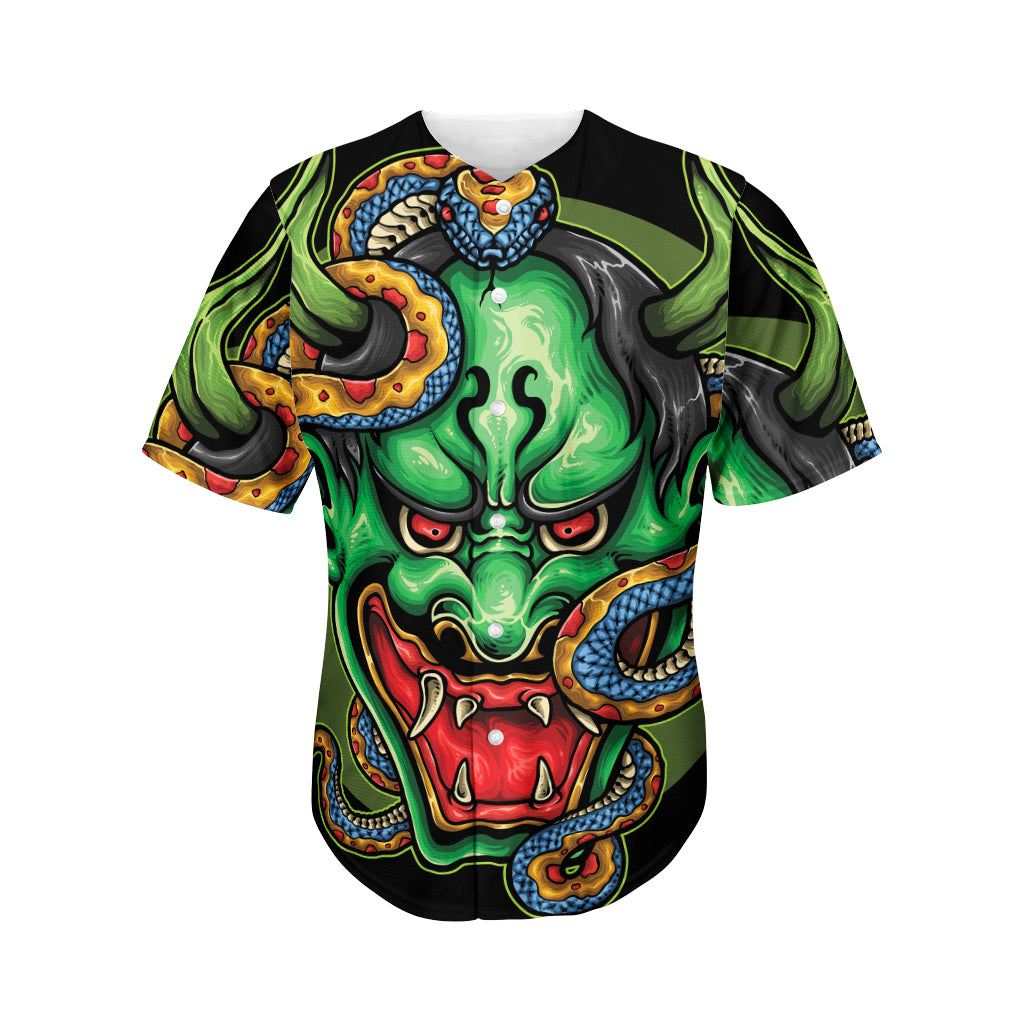 Japanese Oni Demon With Snake Print Men's Baseball Jersey