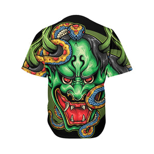 Japanese Oni Demon With Snake Print Men's Baseball Jersey