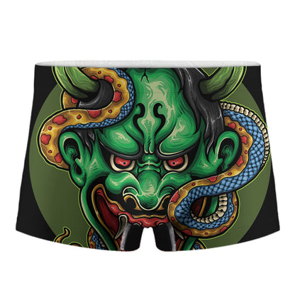 Japanese Oni Demon With Snake Print Men's Boxer Briefs