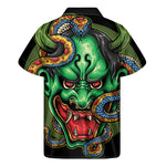 Japanese Oni Demon With Snake Print Men's Short Sleeve Shirt
