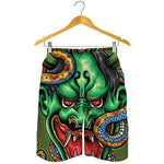 Japanese Oni Demon With Snake Print Men's Shorts