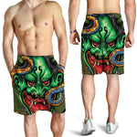 Japanese Oni Demon With Snake Print Men's Shorts