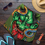 Japanese Oni Demon With Snake Print Men's Shorts