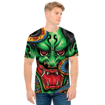 Japanese Oni Demon With Snake Print Men's T-Shirt