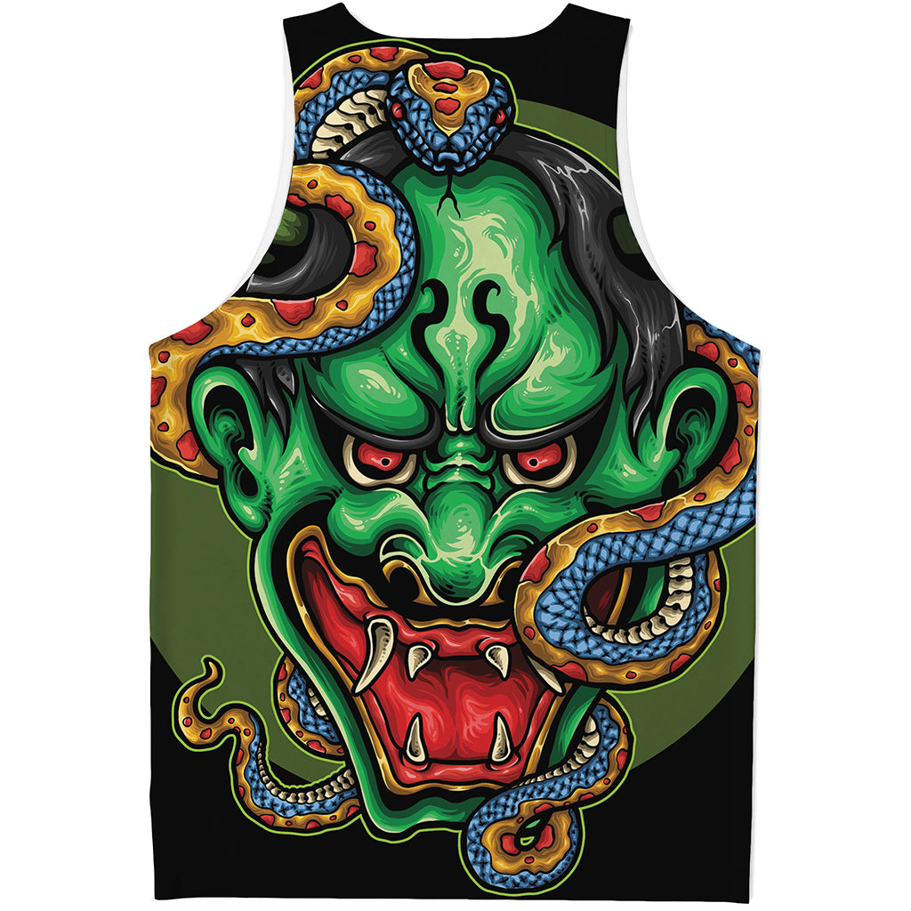 Japanese Oni Demon With Snake Print Men's Tank Top