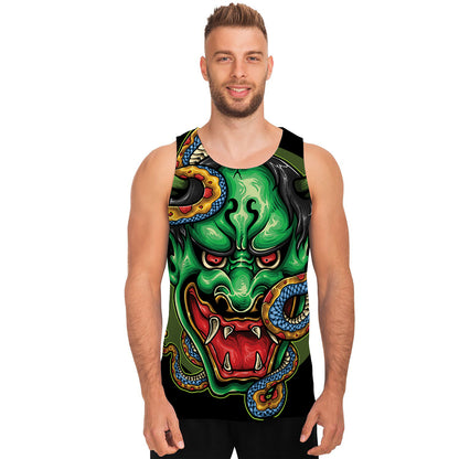 Japanese Oni Demon With Snake Print Men's Tank Top