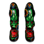 Japanese Oni Demon With Snake Print Muay Thai Shin Guard