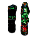 Japanese Oni Demon With Snake Print Muay Thai Shin Guard