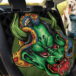 Japanese Oni Demon With Snake Print Pet Car Back Seat Cover