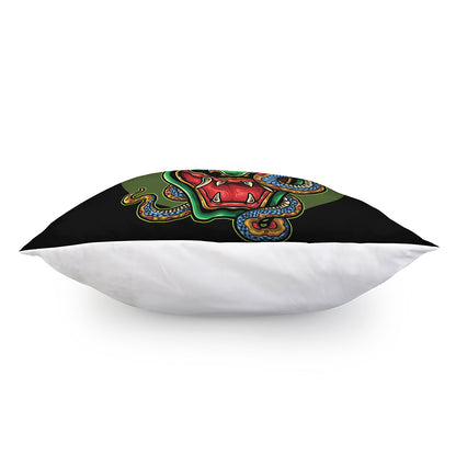 Japanese Oni Demon With Snake Print Pillow Cover