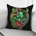 Japanese Oni Demon With Snake Print Pillow Cover