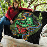 Japanese Oni Demon With Snake Print Quilt