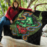 Japanese Oni Demon With Snake Print Quilt