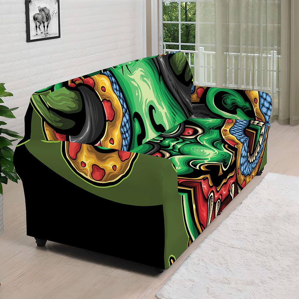 Japanese Oni Demon With Snake Print Sofa Cover
