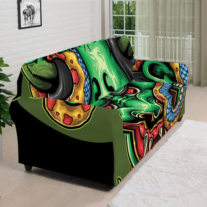 Japanese Oni Demon With Snake Print Sofa Cover
