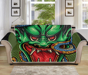 Japanese Oni Demon With Snake Print Sofa Protector