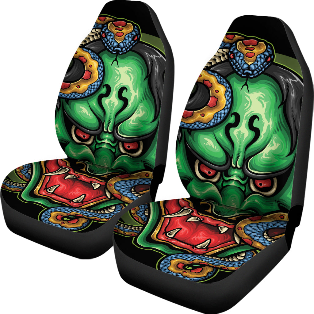 Japanese Oni Demon With Snake Print Universal Fit Car Seat Covers