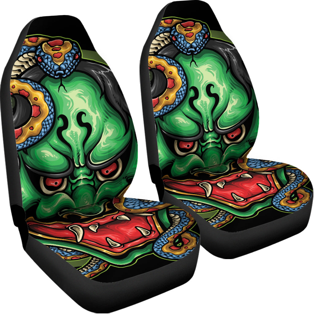 Japanese Oni Demon With Snake Print Universal Fit Car Seat Covers