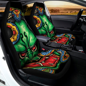 Japanese Oni Demon With Snake Print Universal Fit Car Seat Covers