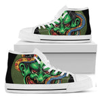 Japanese Oni Demon With Snake Print White High Top Shoes