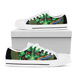 Japanese Oni Demon With Snake Print White Low Top Shoes