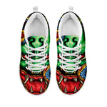 Japanese Oni Demon With Snake Print White Sneakers