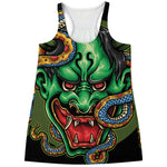 Japanese Oni Demon With Snake Print Women's Racerback Tank Top